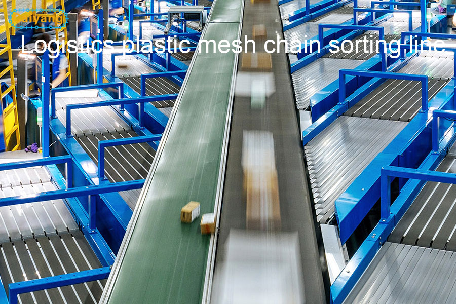 logistics plastic mesh chain sorting line