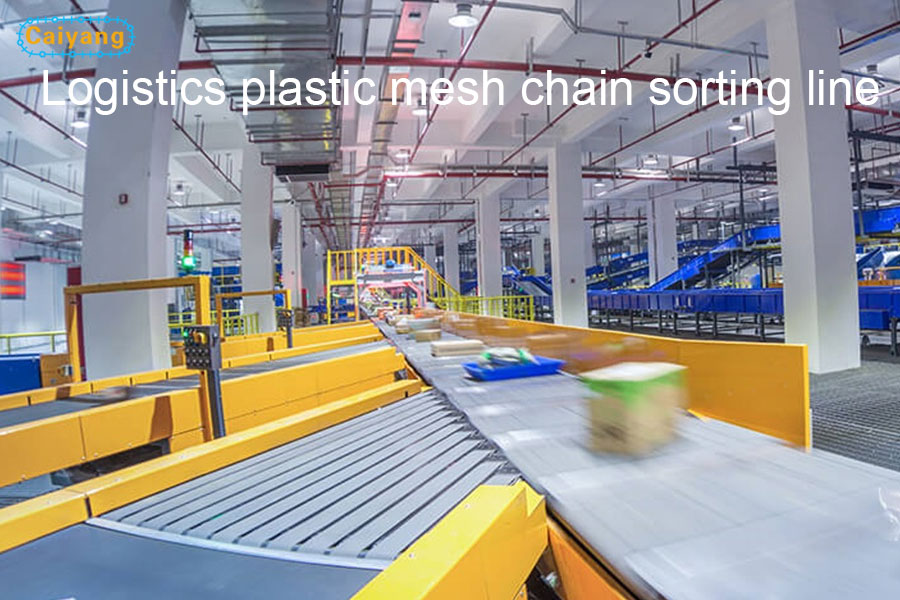 logistics plastic mesh chain sorting line